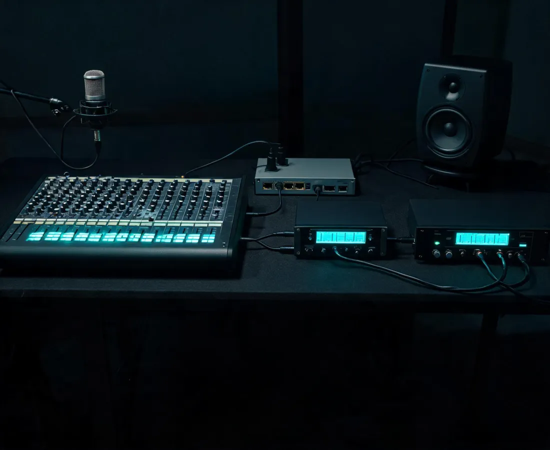 QSC digital audio signal and loudspeaker verification bench